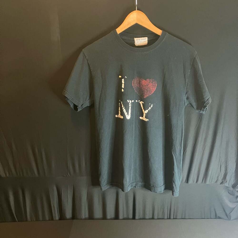 I Love New York Embellished Black Graphic T-Shirt size M